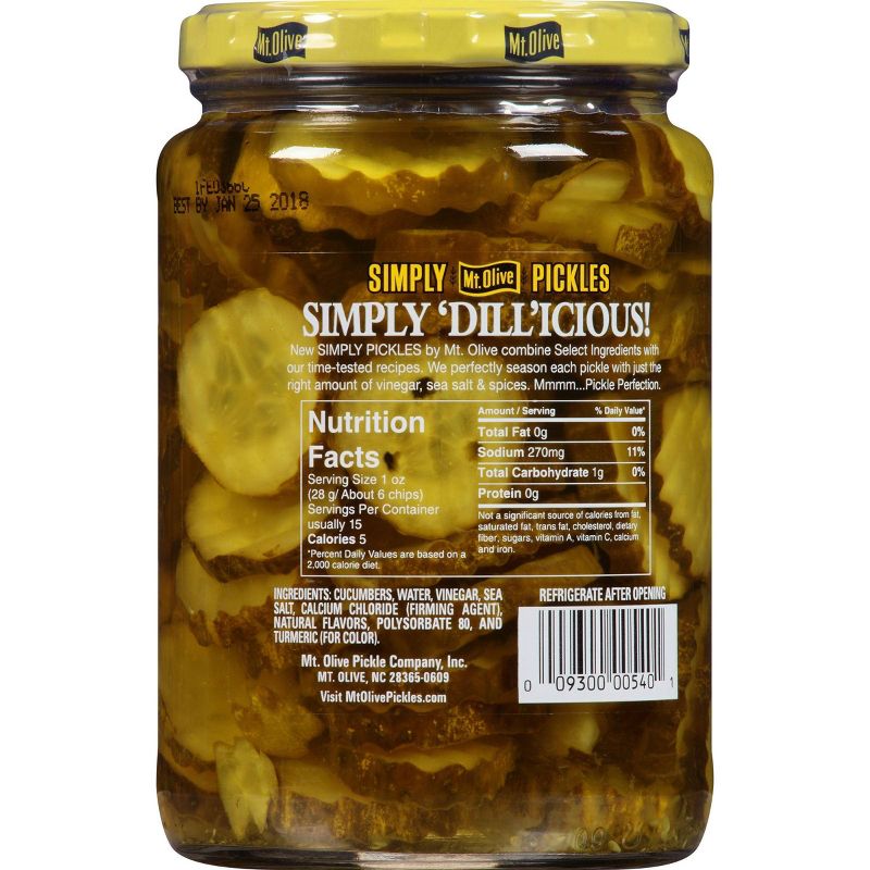 Mt. Olive Simply Pickles Hamburger Dill Chips - 24 fl oz, 3 of 5