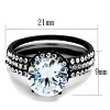 Slickblue Modern Two-Tone Ring with Round CZ Center & Halo Band in Silver and Black, Women’s Sizes 5 to 10 - 2 of 4