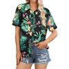 Nlife Womens Button Down Hawaiian Shirts Short Sleeve Floral Print Summer V Neck T-Shirt Casual Summer Beach Blouses Tops - 2 of 4