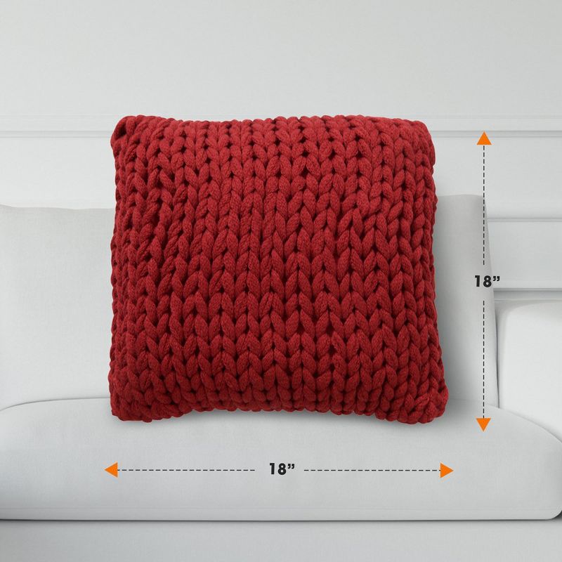 Cheer Collection Chunky Cable Knit Throw Pillow, 18" x 18", 3 of 13
