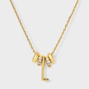 14K Gold Dipped Cubic Zirconia Rondelle Initial Necklace - A New Day™ Gold - 1 of 4