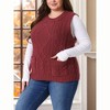 Women's Plus Size Knitted Crew Neck Sleeveless Casual Sweater Vest with Pocket - Agnes Orinda - 2 of 4