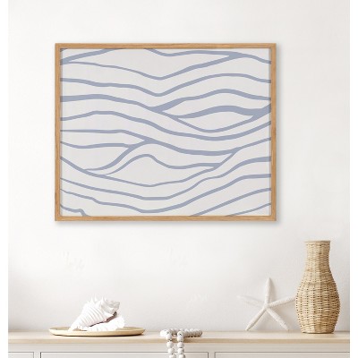 Natural Solid Wood Framed Abstract Coastal Waves Print 20x16