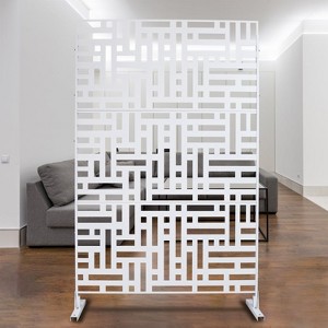 CAVINAS 76" H×48" W Freestanding Privacy Fence,Steel Outdoor Privacy Screen for Balcony,Patio,Garden - 1 of 4