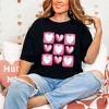 Simply Sage Market Women's Pink Heart Grid Short Sleeve Garment Dyed Tee - 2 of 4