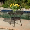 CAVINAS Round Patio Table,Wicker Outdoor Dining Table with Tempered Glass Tabletop and Open Shelf,Patio Dining Table for 2/4,Brown - 2 of 4