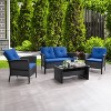 Cascade 4pc Wicker Rattan Patio Set with Cushions: CorLiving, UV-Resistant, Tempered Glass Table - 2 of 4