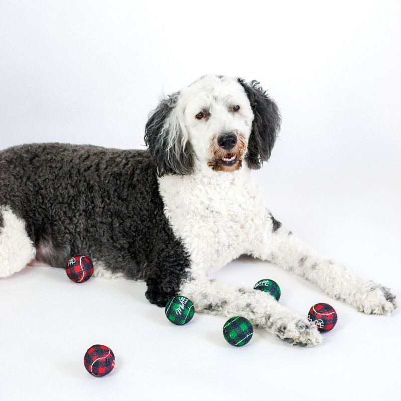 Midlee Dog Christmas Plaid Tennis Balls, 2 of 10