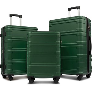 100% ABS Lightweight Suitcase with 360° Spinner Wheels, Telescoping Handle & Spacious Interior Durable, Secure Travel Luggage Set - 1 of 4