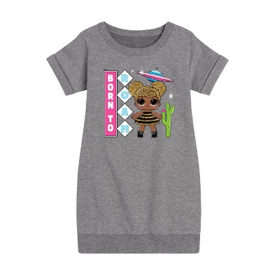 - LOL Surprise! - Queen Bee is Born to Roam Graphic Short Sleeve Fleece Dress