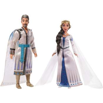 Disney Wish King Magnifico & Queen Amaya of Rosas Dolls 2-Pack, Posable Fashion Dolls in Removable Outfits 