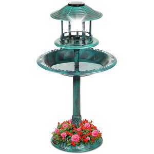 Best Choice Products Solar Outdoor Bird Bath Pedestal Fountain Garden Decoration w/ Fillable Planter Base - 1 of 4