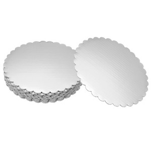Unique Bargains Disposable Greaseproof Cardboard Scalloped Cake Platters 10 Pcs - 1 of 4