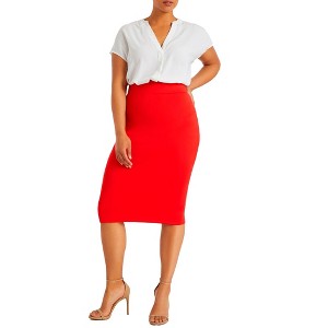 ELOQUII Women's Plus Size Neoprene Pencil Skirt - 1 of 4