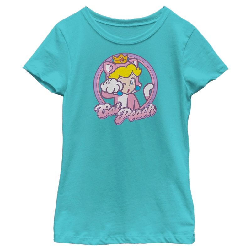 Girl's Nintendo Cat Peach T-Shirt, 1 of 5
