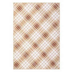 Washable Modern Striped Rug Non Slip Low Pile Rug Soft Throw Floor Cover Foldable Indoor Carpet for Living Room Bedroom Nursery - 1 of 4