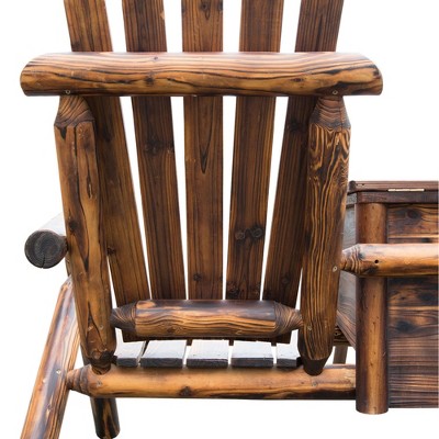 Rustic Brown Fir Wood Double Adirondack Loveseat with Ice Bucket