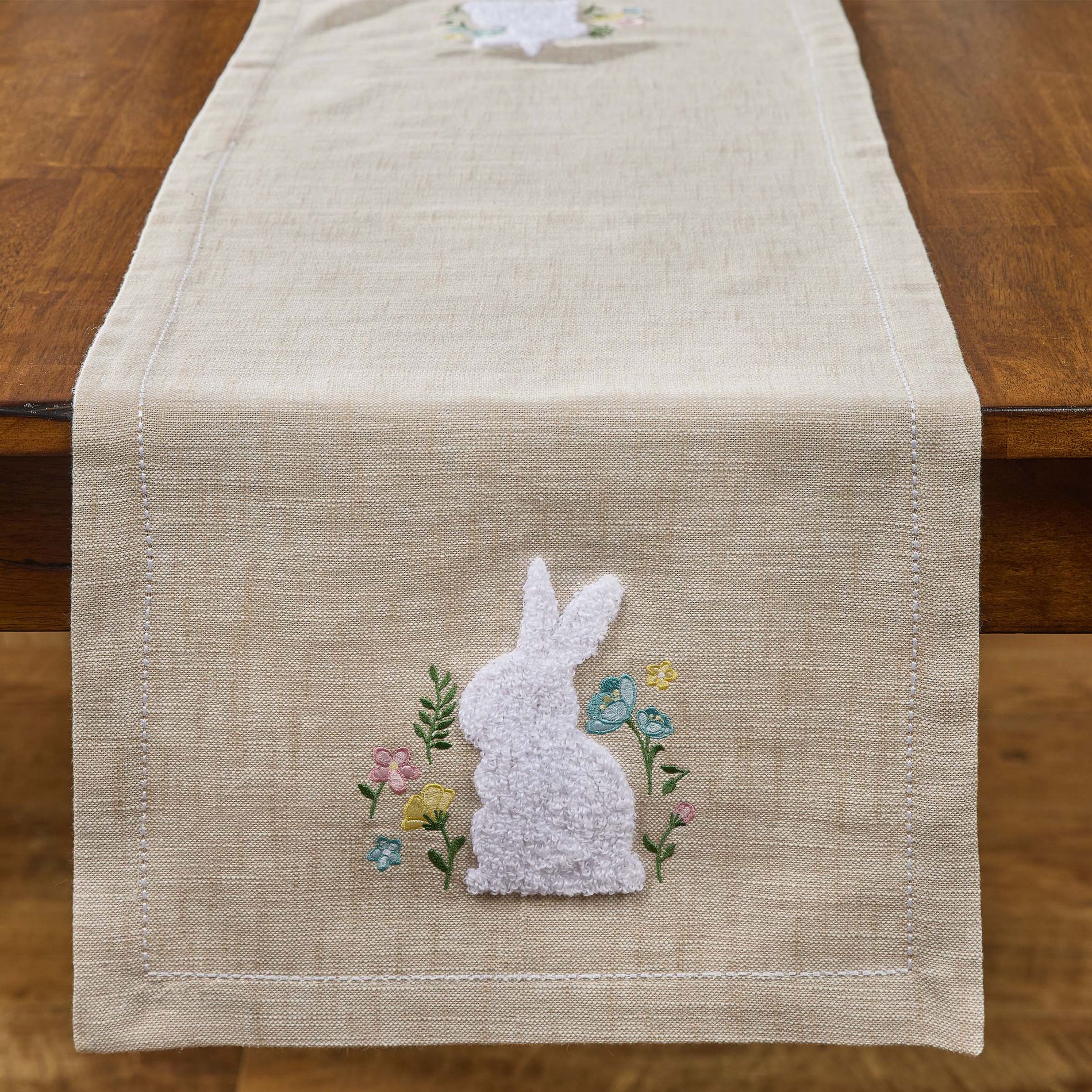 Split P Fuzzy Bunny Brown Table Runner 14" x 42"