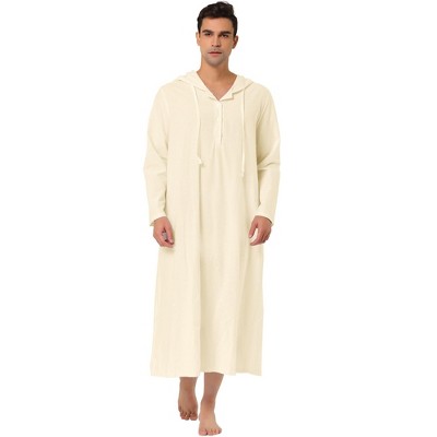 Lars Amadeus Men's Button Closure Side Split Hooded Sleeping Nightgown