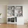 83.4-inch tall bookcase and desk combination with LED lighting, drawers, desk, and open shelves, white - 2 of 4