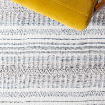 Bohemian Nomadic Ivory Synthetic 8' x 10' Flat Woven Rug
