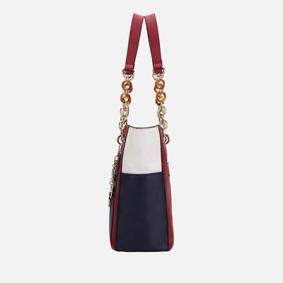 MKF Collection Rochelle Vegan Color Block Vegan Leather Women’s Tote Bag with Wristlet by Mia K - Wine Navy — фото 6