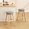 Beautyolove 26 in. Natural Backless Wood Counter Height Swivel Bar Stool with Padded Fabric Seat (Set of 2) - 3 of 4
