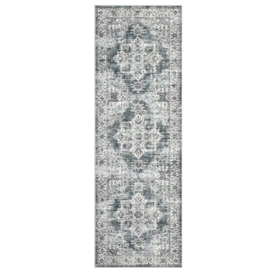 Vintage Distressed Area Rug Floral Medallion Rug Soft Washable Non Slip Non Shedding Floor Carpet