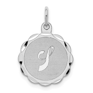 Black Bow Jewelry Sterling Silver, Sarah Collection 15mm Brocaded Disc Initial J Pendant - 1 of 4