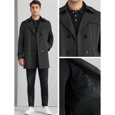INSPIRE CHIC Men's Business Double Breasted Notched Lapel Winter Trench Coat Black Medium — фото 3