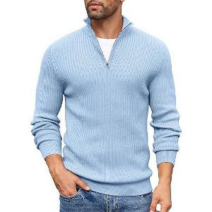 COOFANDY Men's Quarter Zip Sweaters Slim Fit Mock Neck Pullover Sweater Lightweight Knitted Polo Sweaters - 1 of 4