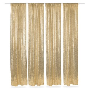 Lann's Linens (Set of 4) Sequin Photography Backdrop Curtains - 2ft x 8ft Tall Glitter Backgrounds for Wedding, Party or Photo Booth - 1 of 4