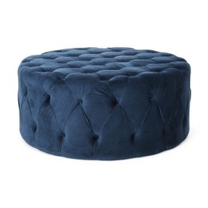 NicBex Modern 40" Round Ottomans Velvet Footstools with Button Tufted Stitching for Bedroom and Living Room - 1 of 4