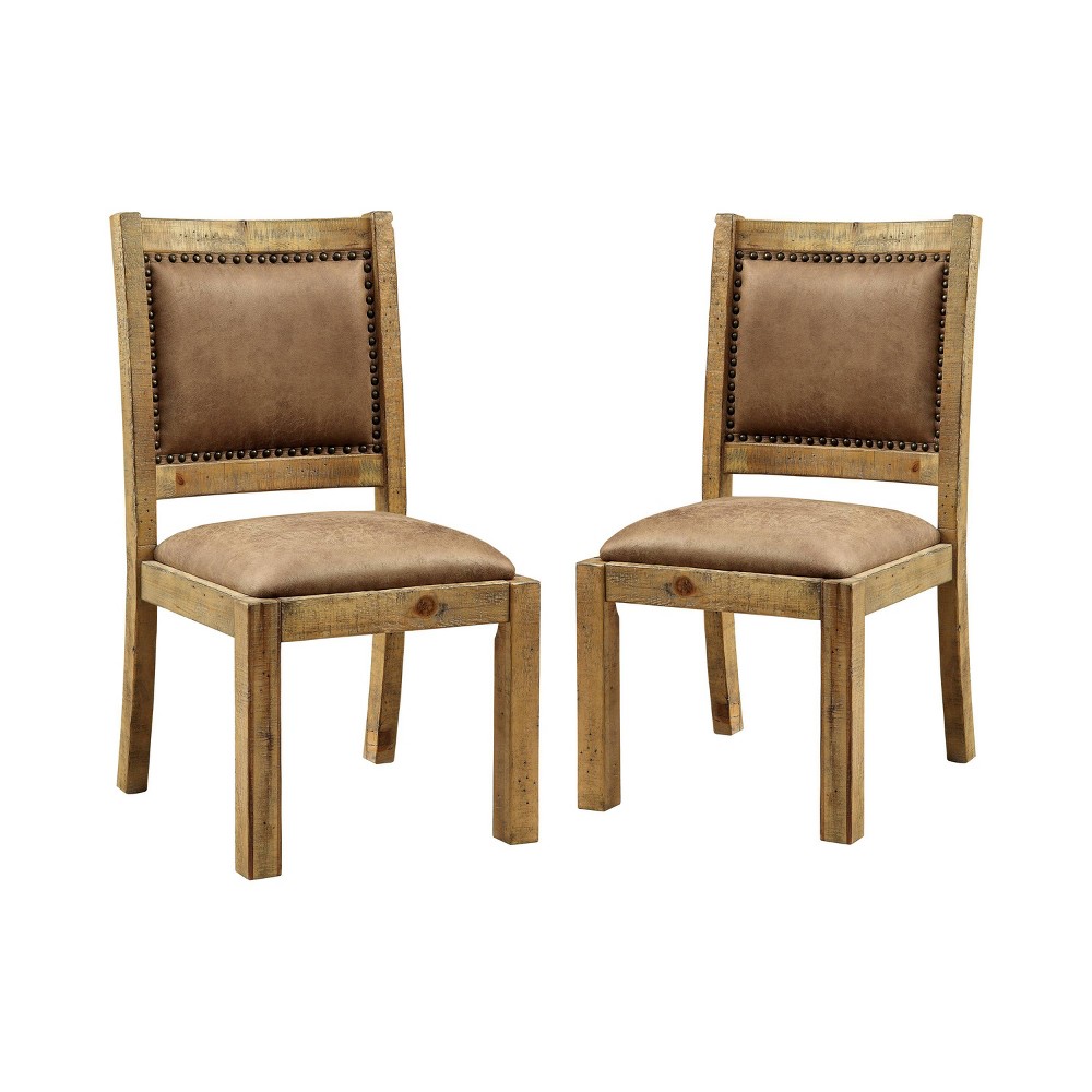 Photos - Chair Set of 2 Shelia Padded Leatherette Side Dining  Dark Brown - HOMES:
