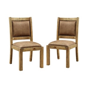 Set of 2 Shelia Padded Leatherette Side Dining Chair Rustic Pine - Sun & Pine, Brown