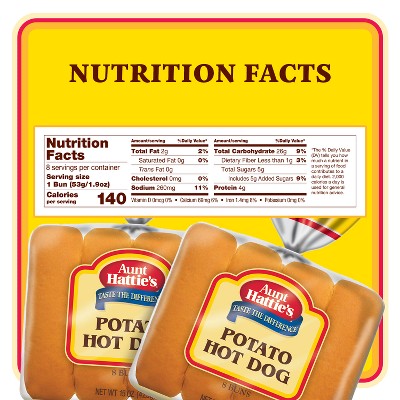 Aunt Hattie's Potato Hot Dog Buns - 15oz/8ct
