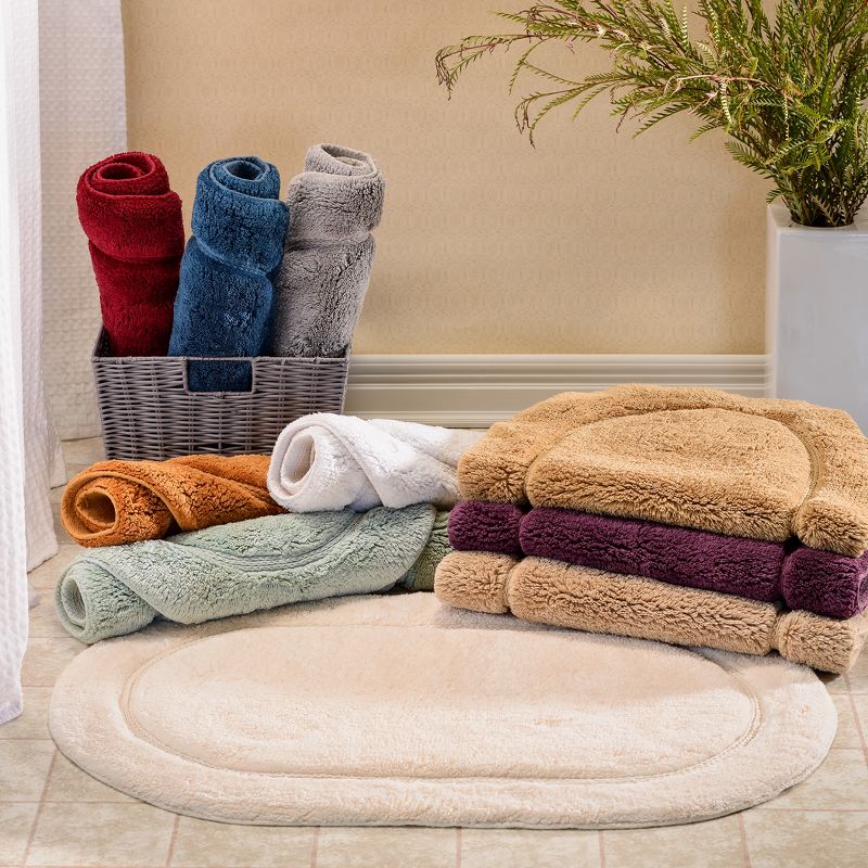 Plush and Absorbent Non-Slip Cotton Oval 2-Piece Bath Rug Set by Blue Nile Mills, 2 of 8