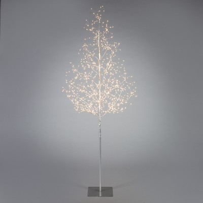 Everlasting Glow 72-Inch High Silver Electric Tree with 690 Warm White Micro LED Lights