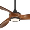 60" Casa Vieja Modern 3 Blade Indoor Ceiling Fan with Dimmable LED Light Remote Control Matte Black Koa for Living Kitchen House Bedroom Family Dining - 3 of 4