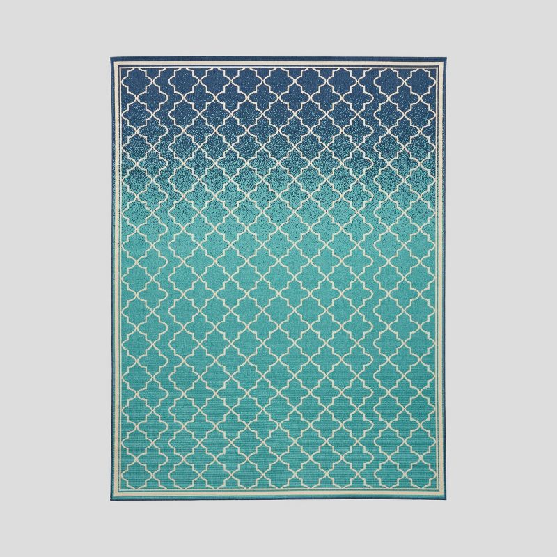 Laguna Ombre Outdoor Rug Blue/Ivory - Christopher Knight Home, 1 of 7