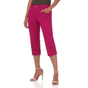 Rekucci Women's Pull-On Mid-Rise Cuffed Capri Pants Comfort Waistband - 1 of 4