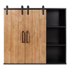 Kate & Laurel All Things Decor 30" x 7.25" x 27.5" Samuels Decorative Wall Cabinet with Barn Door - 1 of 4