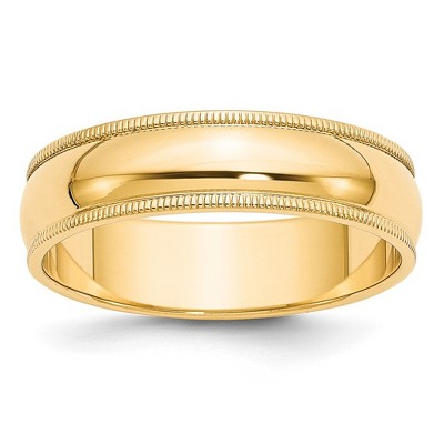Black Bow Jewelry 6mm 10K Rose, White, or Yellow Gold Half Round Milgrain Standard Band