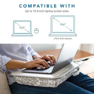 Gray Damask Polyester Lap Desk with Phone Holder