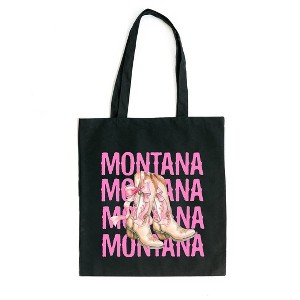 City Creek Prints Coquette Montana Cowgirl Boots Canvas Tote Bag - 15x16 - Black - 1 of 2