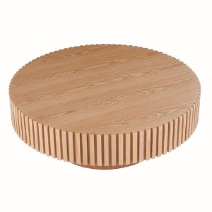 VYNXARIA Ash Handcrafted Circle Coffee Tables - 39.37 Inch Modern Design - 1 of 4