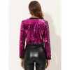 Allegra K Women's Party Sparkly Sequin Cropped Jacket - 3 of 4