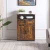 GlasFlength Decorative Storage Cabinets Modern Accent Storage Cabinet with 2 Doors Free standing Cabinet for Living Room, Brown, 23.6"*11.8"*42.5" - 3 of 4