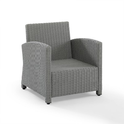 Bradenton Elegance Gray Wicker Armchair with Moisture-Proof Cushions