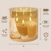 LumiPur XL 6"x6" Premium Design Series Glass Natural Glow 3-Wick Flameless LED Candle Gold - 3 of 4